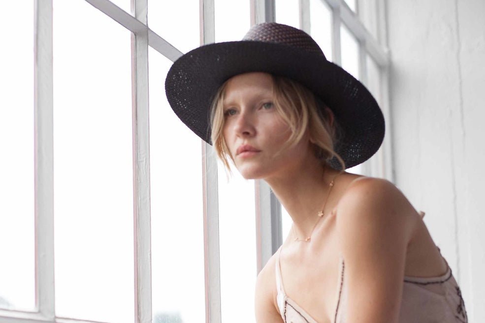 Dark straw hat