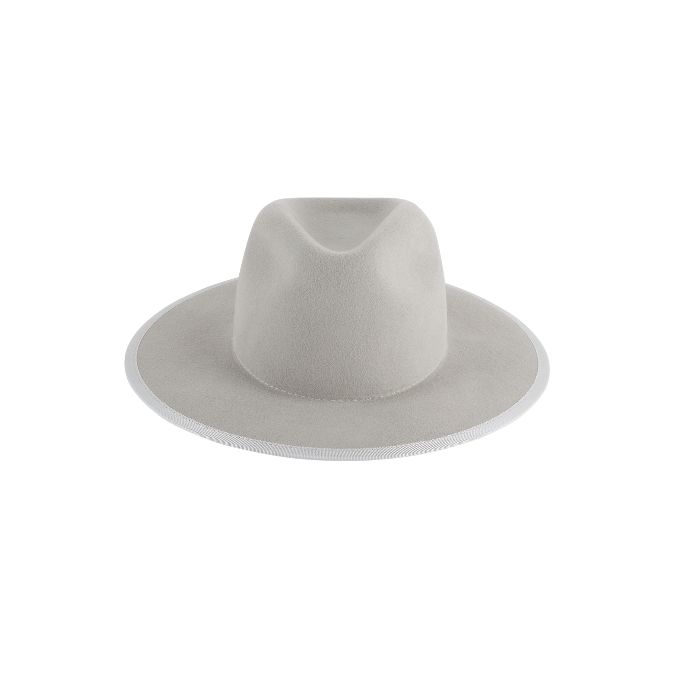 Light gray fedora hat on a white background