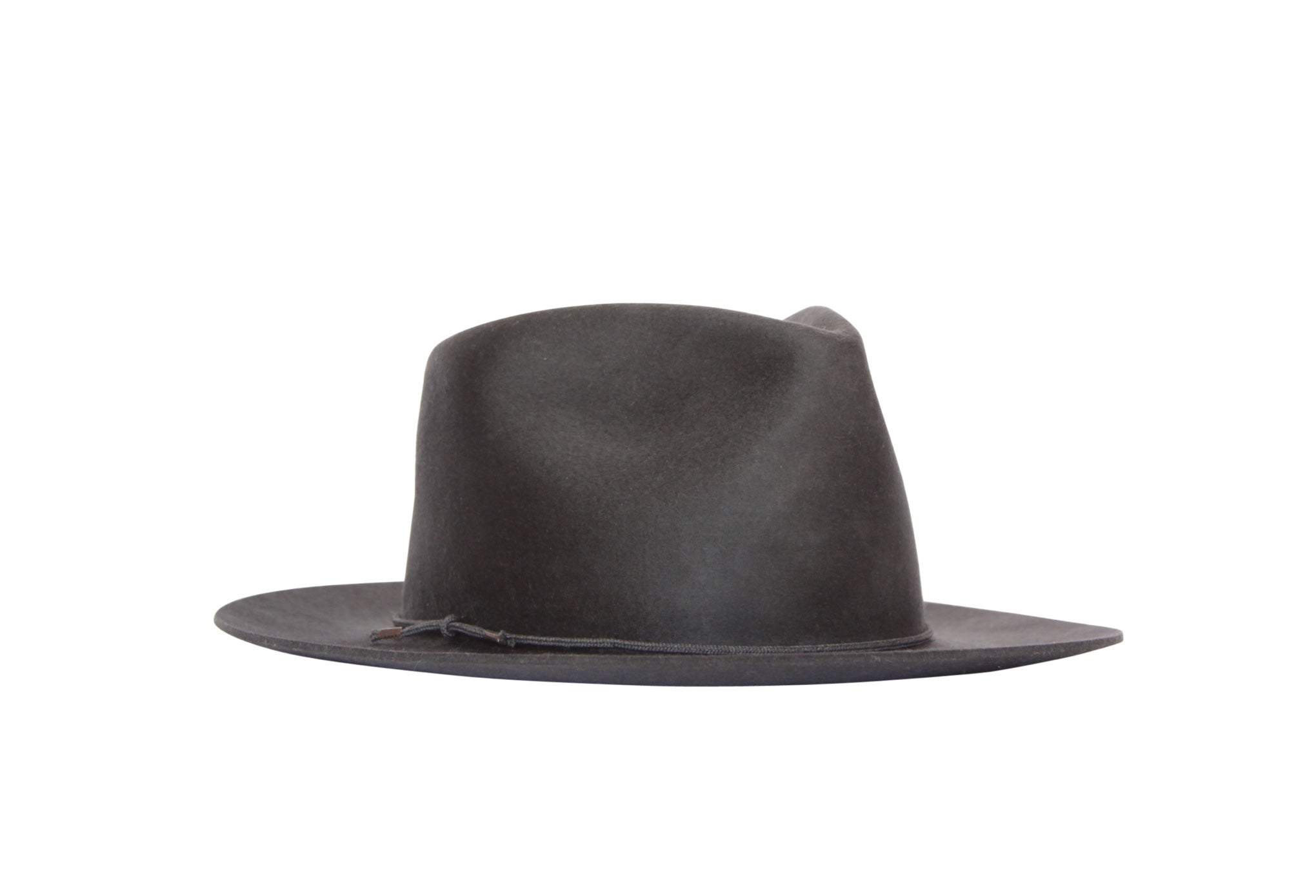 Charcoal wool hat with classic dents and medium brim
