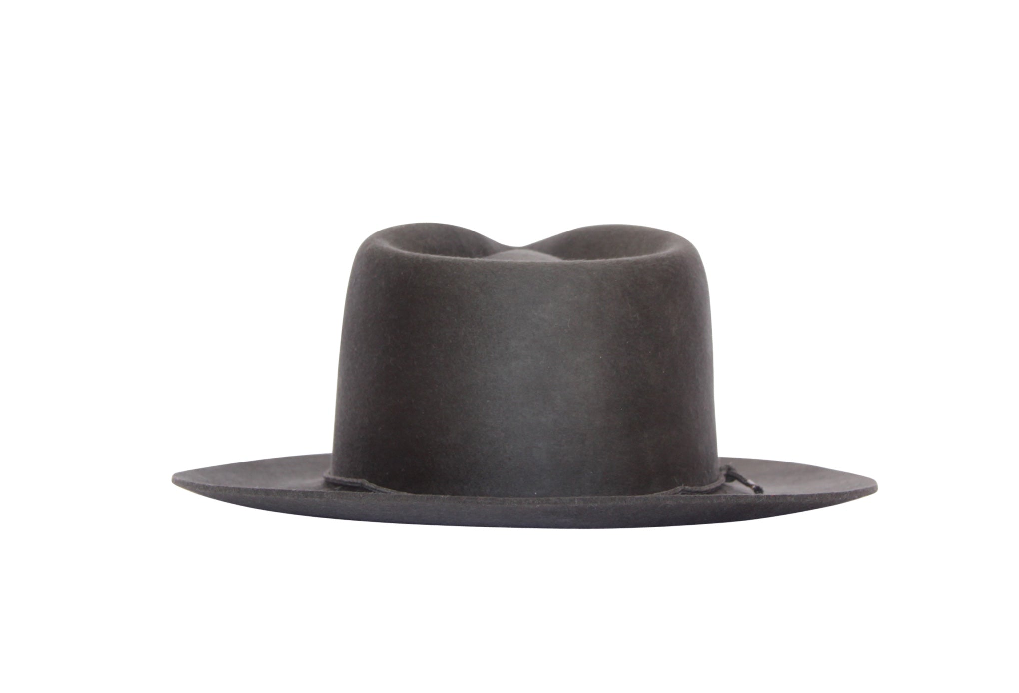 Charcoal wool hat with classic dents and medium brim