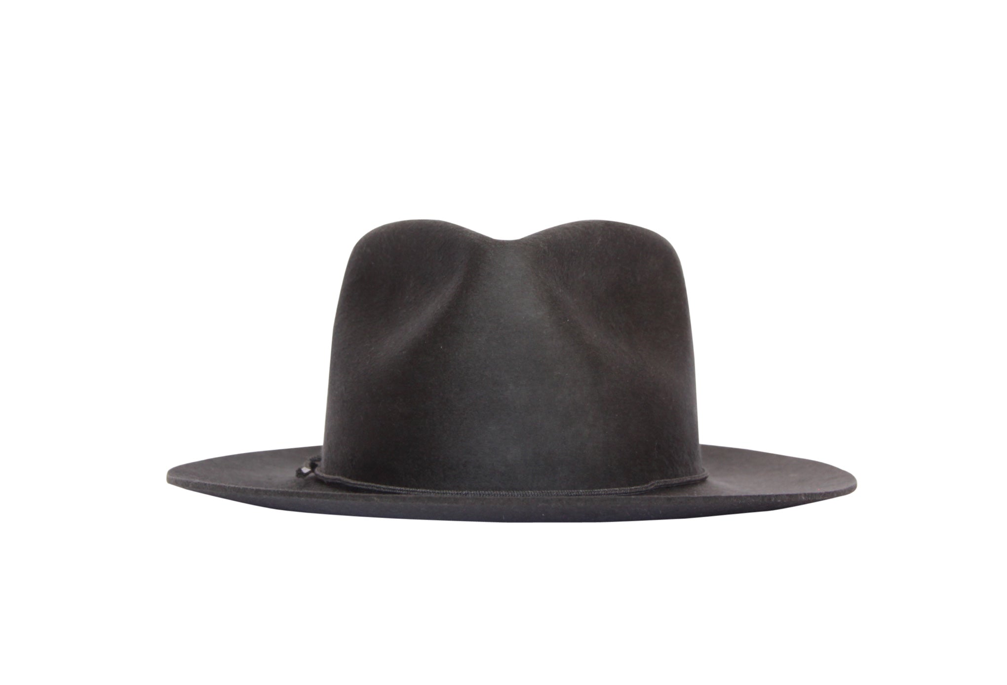 Charcoal wool hat with classic dents and medium brim