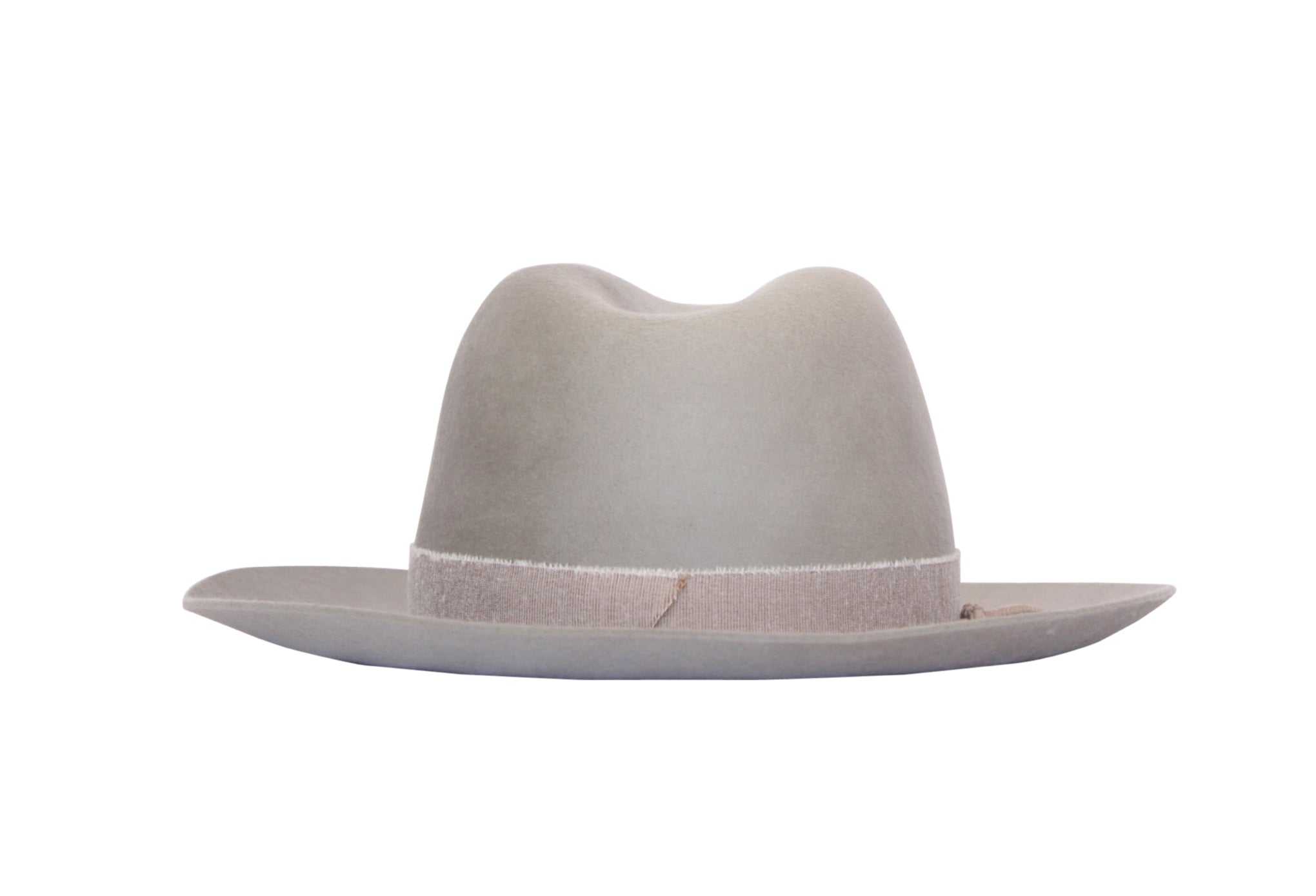 Light grey urban collection wool hat with tall crown and simple dents