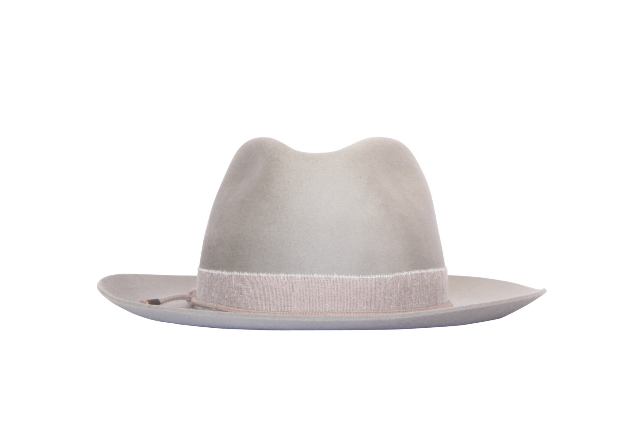 Light grey urban collection wool hat with tall crown and simple dents