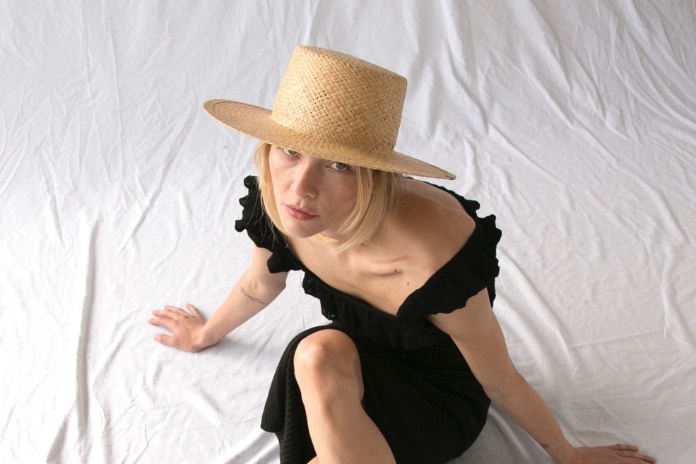 Natural woven straw sun hat 
