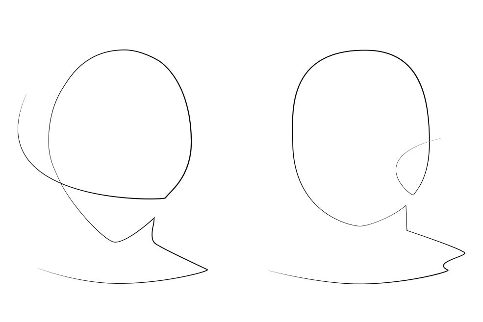 Rough abstract sketch of a head outline 