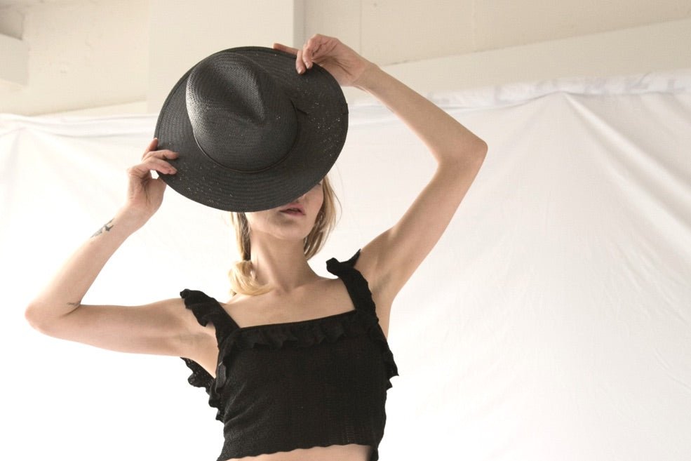 Durable Black everyday straw hat by kin the label  