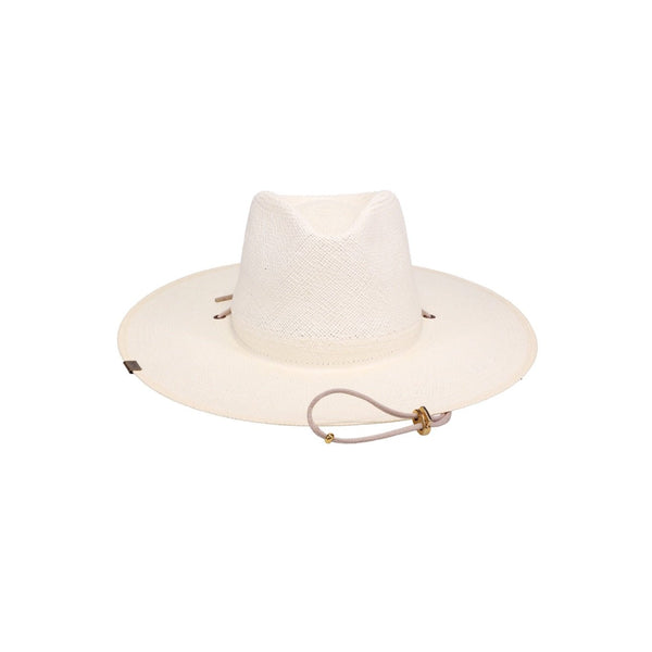 Luxury white ivory straw hat with chin strap 