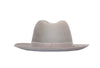 Light grey urban collection wool hat with tall crown and simple dents 