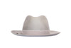 Light grey urban collection wool hat with tall crown and simple dents 